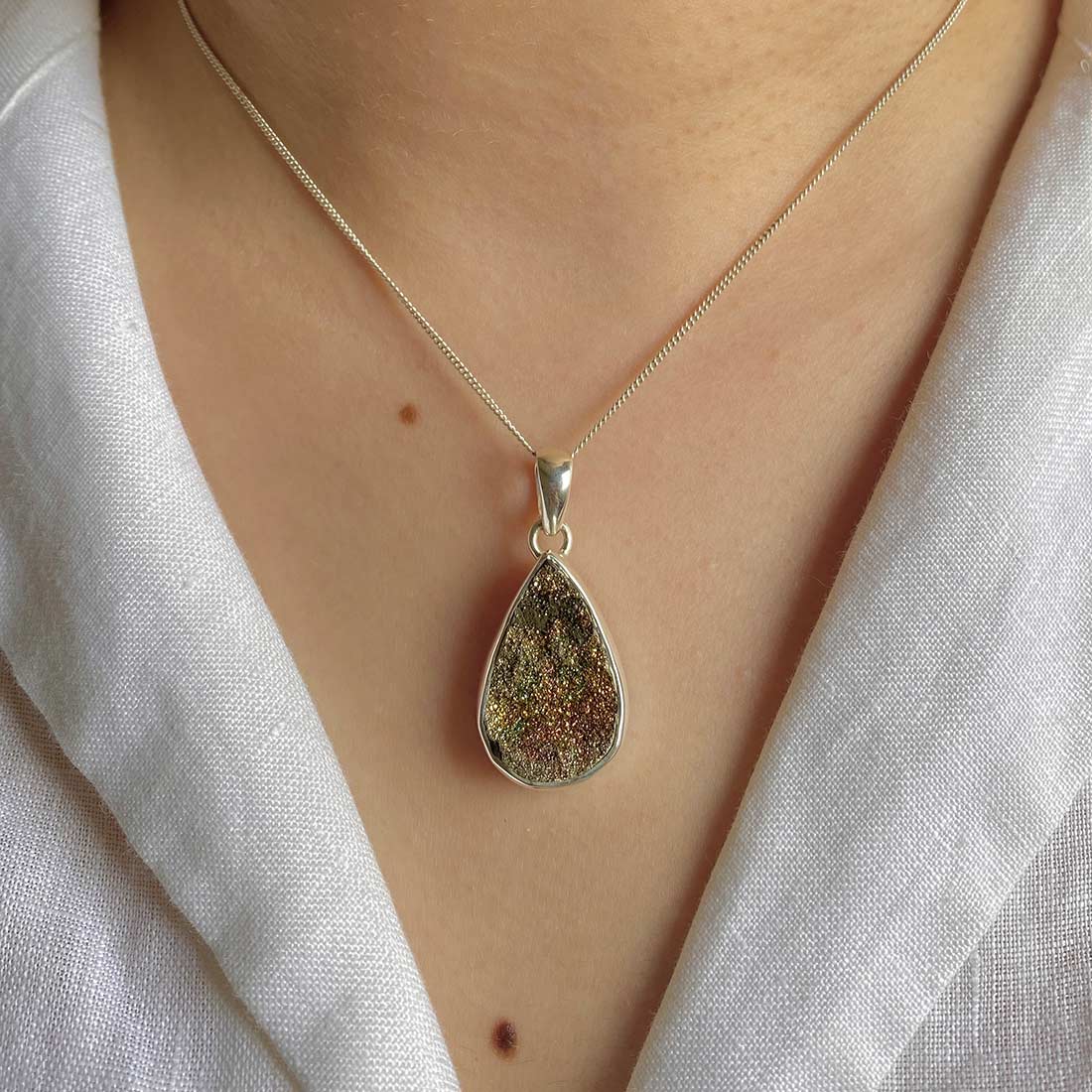 Spectropyrite Druzy Pendant-(SPD-P-1.)